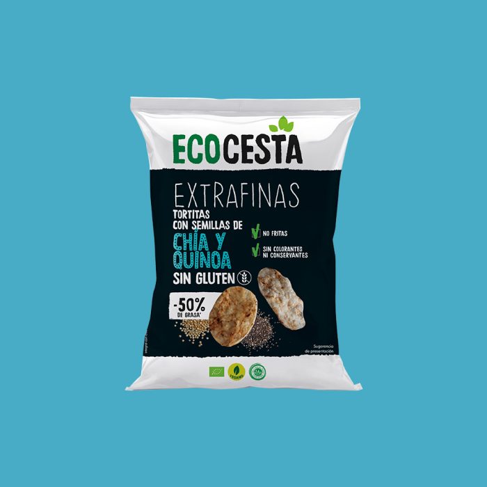 Extrafinas Tortitas de Arroz Integral con Chía y Quinoa Sin Gluten Bio, 60 g
